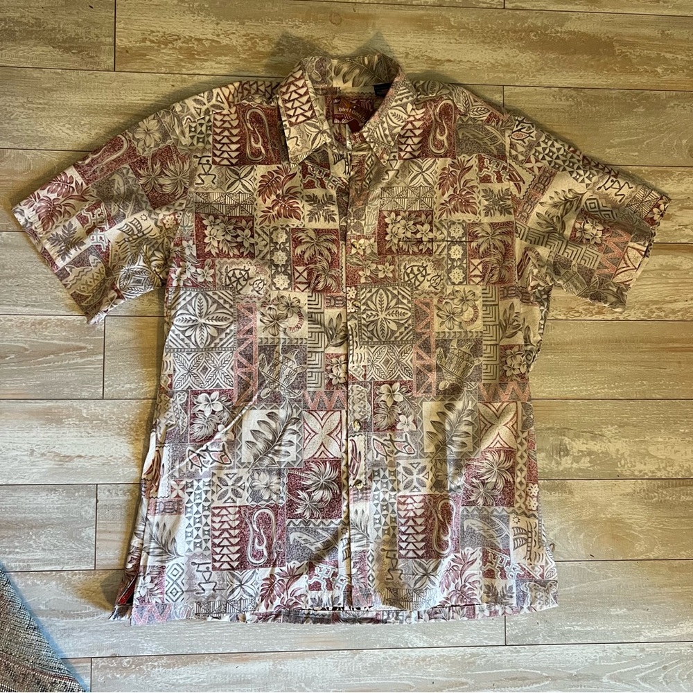 RJC Hawaiian Aloha Shirt Mens XLarge Reverse Classic Print Red